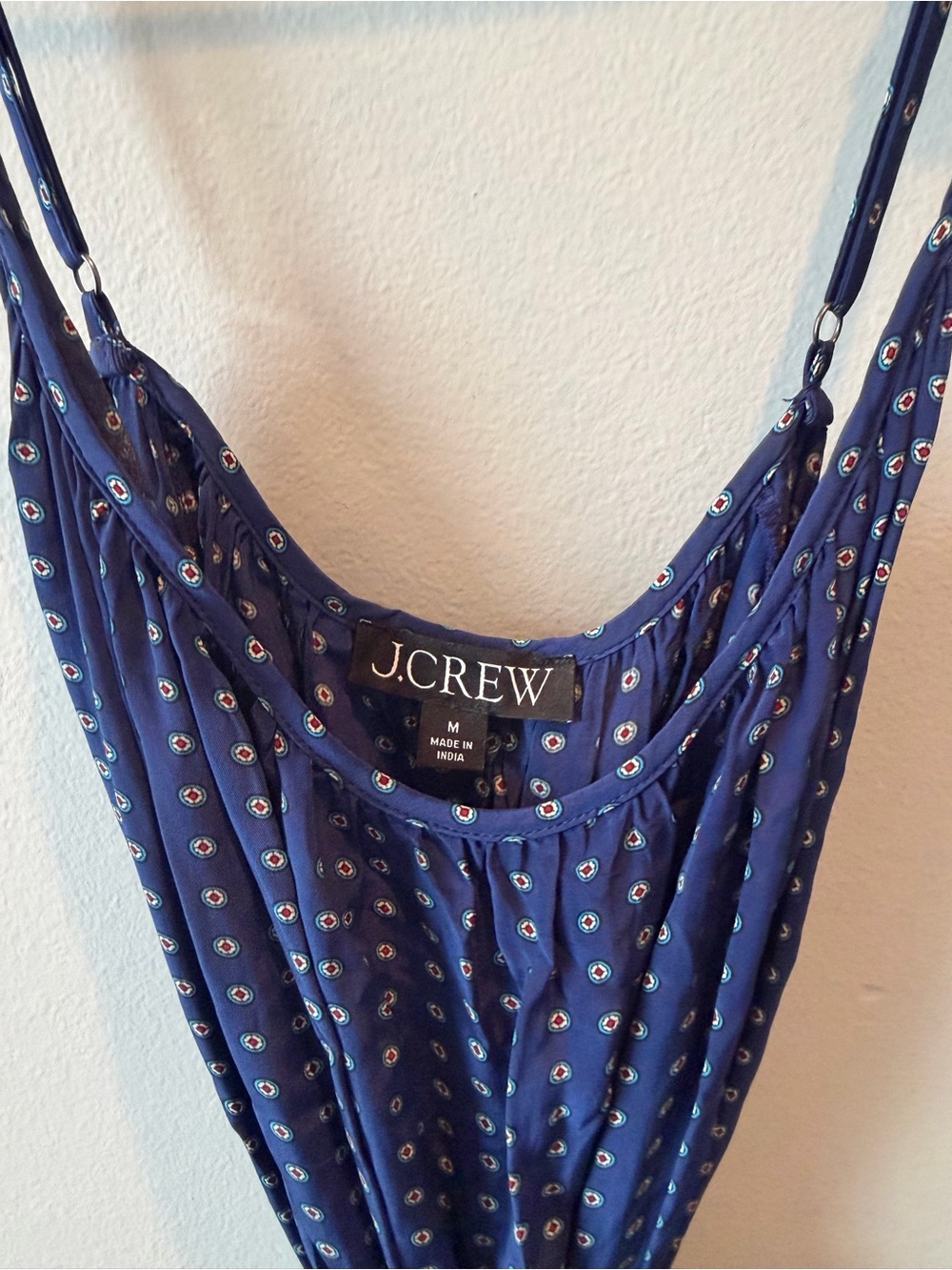 J. Crew Navy Printed Slip with Small Medallion Pattern